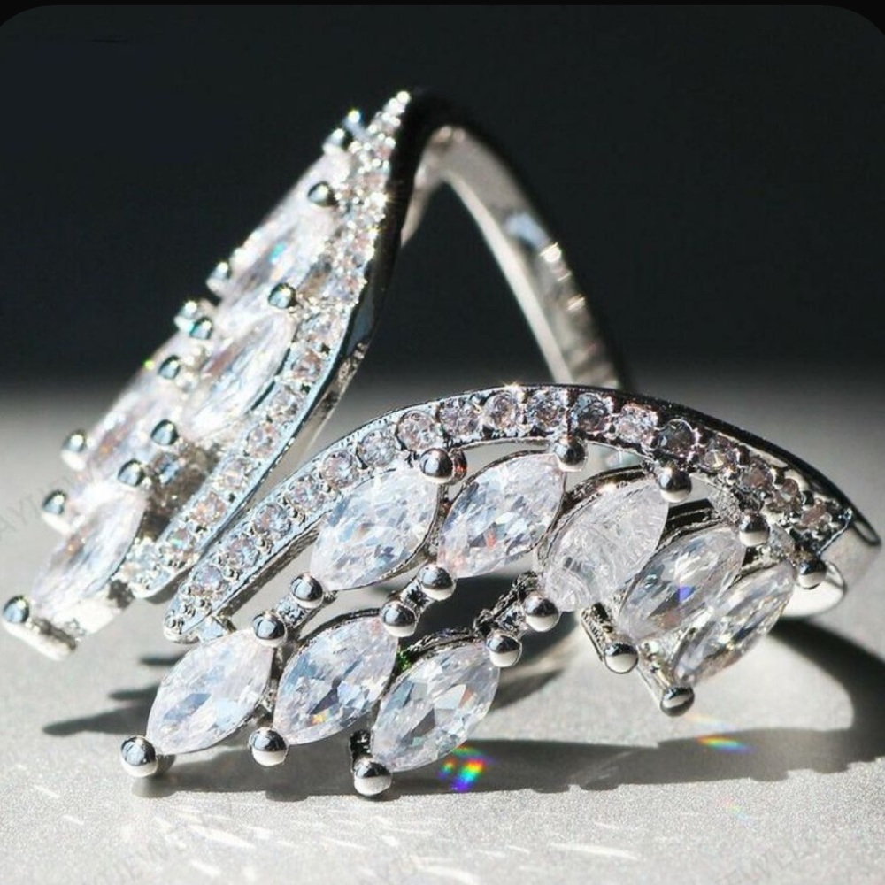STERLING SILVER ANGEL WINGS OPEN RING - Picture 2 of 5